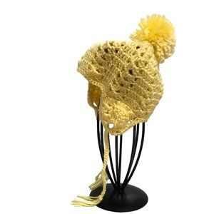 Brand New Handmade Crochet Baby Beanie with Pom Pom & Ear Flaps 3-6 Months